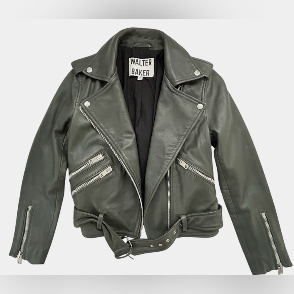 Nwot Walter Baker Allison Leather Moto Jacket |Olive Color